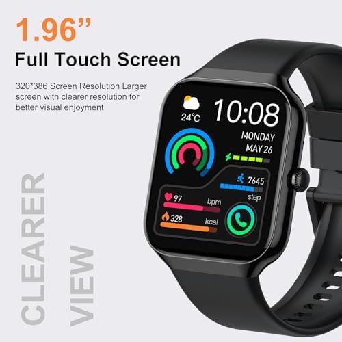 Smart Watch,1.96"HD Smartwatch for Men Women (Answer/Make Call), 2026 Fitness Activity with Heart Rate/Sleep Monitor/Step Counter, IP68 Waterproof, 113+ Sport Modes Running Watch for Android iOS Black - Image 5