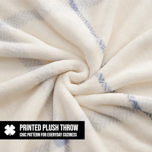 Lucky Brand Palmdale White with Light Blue Plaid 50"x70" Cozy Plush Blanket - Premium Microfiber Throw for Luxurious Comfort - Image 3