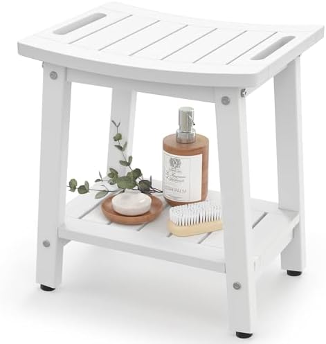 Waterproof HDPE Shower Bench for Inside Shower, Shower Stool, White by BEKVEMLIVING