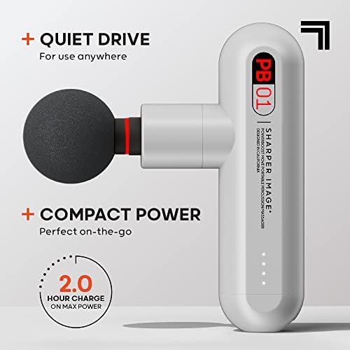 Sharper Image Powerboost Move - Mini Percussion Massage Gun| 4 Attachments, 4 Speeds, FSA Eligible| Full Body Back & Shoulder Massager| Deep Tissue Muscle Recovery| Portable Pain Relief Massage Tool - Image 3