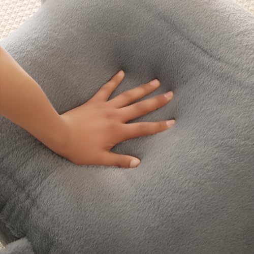 Large Plush Backrest Pillow for Sitting in Bed,Faux Fur,Gray - Image 6