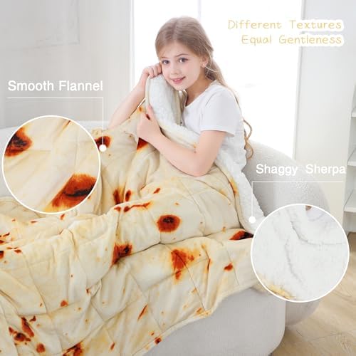 Aemicion Weighted Blanket 7 Pounds Twin Size 41''×60'',Comfortable Soft Fluffy Sherpa Heavy Weighted Blankets for All-Season,Cute Burrito Pattern for Boys Girls,Machine Washable - Image 3