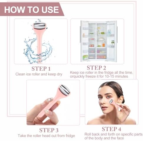 MAANGE Mini Eye & Face Rollers for Eye Massager, Stainless Steel Eye Ice Roller for Relief Puffiness Migraine Skincare Facial Roller (Pink) - Image 4