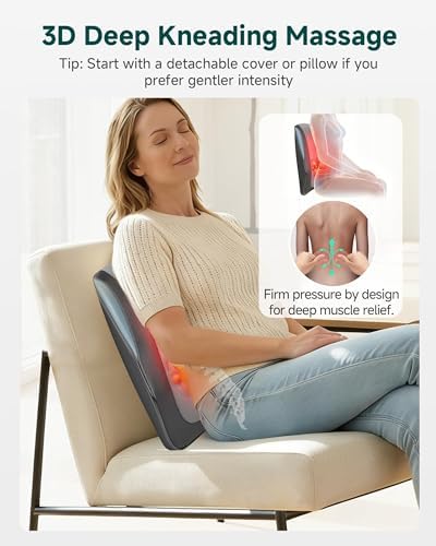 Snailax Back Massager for Back Pain Deep Tissue, Shiatsu Neck Back Massager with Heat, 3D Kneading Chair Massage Pillow, Neck Shoulder Massage, Gifts for Mom, Dad, Women - Image 2