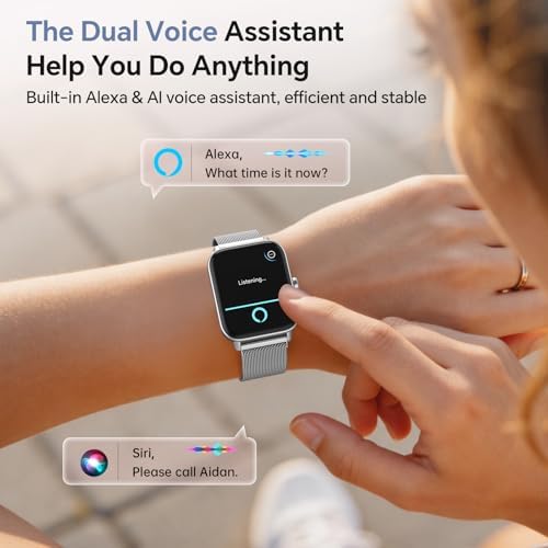 Smart Watches for Women Men (2 Bands), 1.85" HD Alexa Smart Watch for Android Phones & iphone Compatible, 120 Sport Modes Fitness Watch, Heart Rate/SpO2/Sleep Tracker, 3ATM Waterproof Pedometer Watch - Image 3