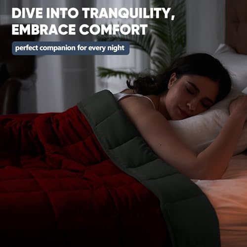 yescool Weighted Blanket for Adults (17 lbs, 60" x 80", Red Grey) Cooling Heavy Blanket for Sleeping Perfect for 110-130 lbs, Queen Size Breathable Blanket with Premium Glass Bead, Machine Washable - Image 6