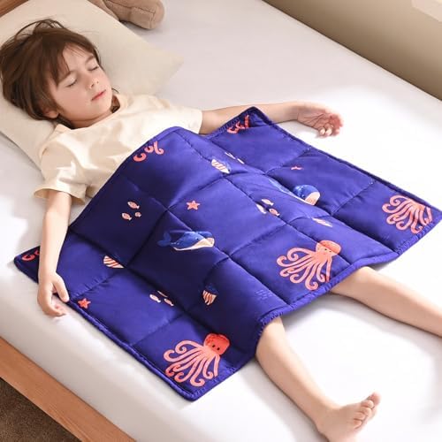 anfie Weighted Lap Pad 2 Pounds, Weighted Blanket(20"*30") Cooling Blanket for Resting,Weighted Throw Blanket for Travel Indoor Outdoor (Blue Ocean) by anfie