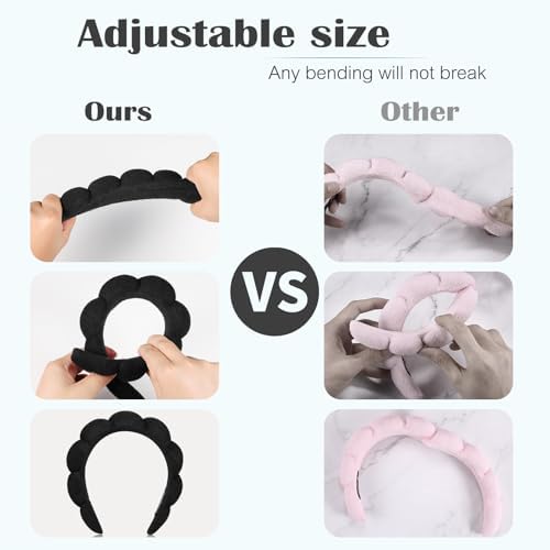 Ztomine Spa Headbands for Washing Face or Facial, Set of 2 Skincare, Terry Cloth Headband Combo Pack - Puffy Makeup Headbands for Face Washing, Mask, Skin Treatment - Image 4