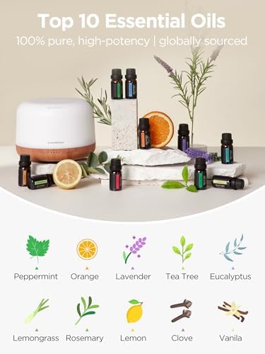 InnoGear 500ml Aromatherapy Diffuser for Home 10 Essential Oil Set, Yellow - Image 4