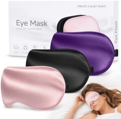 Silk Sleep Mask, Light Blocking Eye Mask for Sleeping with Adjustable Strap by HOME