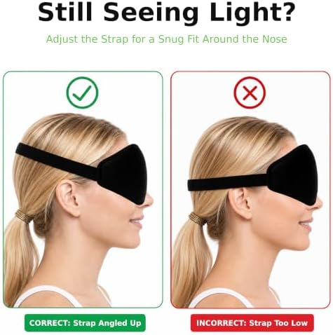 100% Blackout Adjustable Eye Mask Moisture Goggles – Soft & Comfortable Reusable 3D Sleeping Mask – Ideal for Travel (Pure Black) - Image 6