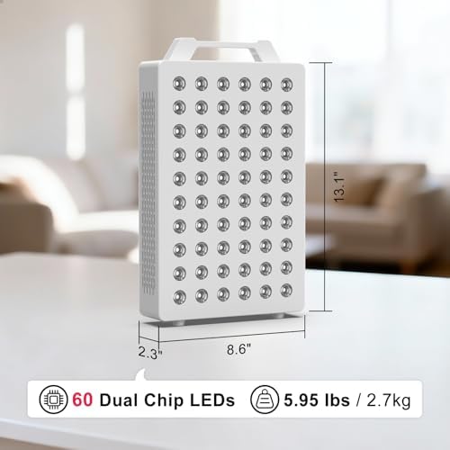 BONTANNY Red Light Therapy, 630/660/810/830/850nm 5 Wavelengths Red Near Infrared Light Device with 60 Dual Chip Clinical Grade LEDs, Remote Control, Timer for Face, Body, Pain Relief, BO-300 (White) - Image 2