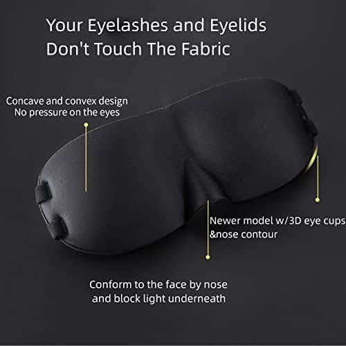 ALASKA BEAR Sleep Mask 2 Straps, Deep Concave Molded Foam Mask with Convex Eye Cups and Light Blocking Nose Contour, Two Adjustable Elastic Bands Stay on Head w/o Slipping, Black - Image 3