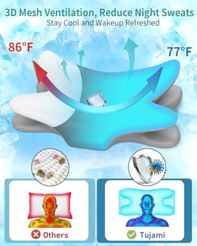 Cervical Neck Pillow for Pain Relief - Ergonomic Pillow Memory Foam Pillows for Sleeping, Cooling Orthopedic Neck Support Pillow, Contour Cervical Pillow Bed Pillow for Back Stomach Sleepers - Image 5