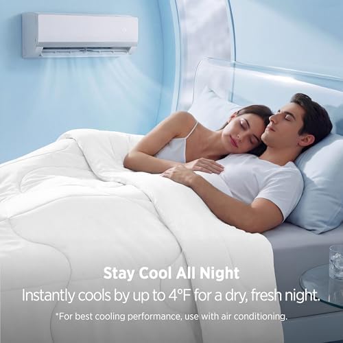 Bedsure Cooling Comforter Oversize King - Cooling Blankets for Hot Sleepers, Lightweight Comforter for Summer with Dual-Sided Cool Tech, Soft Breathable Cold Blanket for Sleeping, White, 116x98 Inches - Image 2