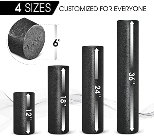 Yes4All High Density Foam Roller for Back, Variety of Sizes & Colors for Yoga, Pilates - Black - 18 Inches - Image 4