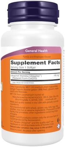 NOW Foods Supplements, Ubiquinol 100 mg, High Bioavailability (the Active Form of CoQ10), 60 Softgels - Image 2