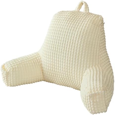 Reading Pillow with Arms for Sitting in Bed,22" Backrest,White Flannel,XL by Wervity