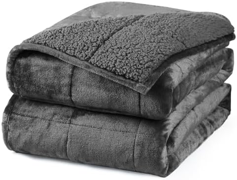 Aemicion Sherpa Fluffy Weighted Blanket for Adults, Washable Plush Weighted Blanket,15lbs 48x72in Weighted Cozy Blanket as Gifts for Women Man-Dark Grey by Aemicion