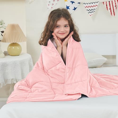 yescool Weighted Throw Blanket 7lbs, 41" x 60", Pink Grey by yescool
