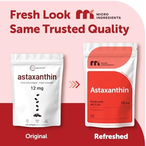 Micro Ingredients Astaxanthin 12mg Per Serving with MCT Oil, 120 Softgels - Image 2