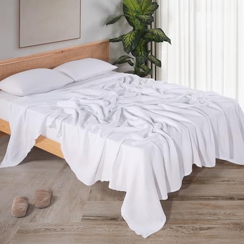 Muslin Blanket - Pure 100% Turkish Cotton Airy Soft Light Versatile Gauze Throw Blanket for Bed, Couch, Sofa (White, Twin XL Size (71" x 95" inch)) - Image 2