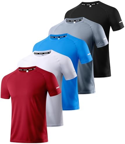 Boyzn 1, 3, 5 or 7 Pack Men's Workout Running Shirts, Dry Fit Moisture Wicking T-Shirt, Gym Athletic Short Sleeve Tee Shirts by Boyzn