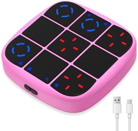 KOQQQ Rechargeable Tic-Tac-Toe Bolt Game, Upgraded 4-in-1 Handheld Puzzle Console, Electronic Educational Memory Game, Portable Travel Car Ride Board Games for Kids Adults (Pink) by KOQQQ-TicTacToeBoltGame
