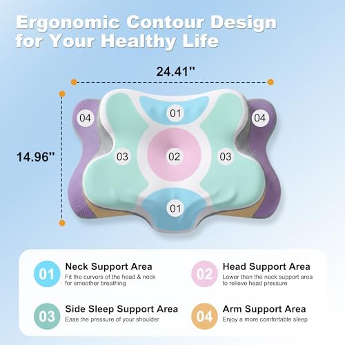 VYLEE Ergonomic Memory Foam Pillow for Neck Pain Relief – Cooling Side & Back Sleeper Support – Orthopedic Contour Bed Pillow with Breathable Cover – Cervical Support, Deep Sleep Comfort - Image 6