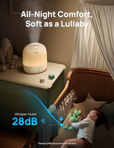 DREO Smart Humidifiers for Bedroom Baby HM409S, 1500+ RGB Night Light & Sleep Routine Trainer, Ultra Quiet 28dB & 3L Top Fill Cool Mist Humidifier for Nursery, Air humidifier for Plants Indoor, Yellow - Image 5