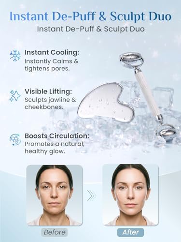 Rena Chris Stainless Steel Gua Sha Face Roller for Puffiness and Sculpting - Image 2