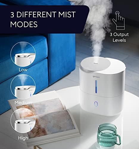 Top Fill Humidifier with Essential Oil Diffuser 2.5L for Home, Baby, Bedroom, Large Room & Indoor Plants, Small Cool Mist Air Humidifiers for Baby, Ultrasonic Quiet, Night Light (White) - Image 4