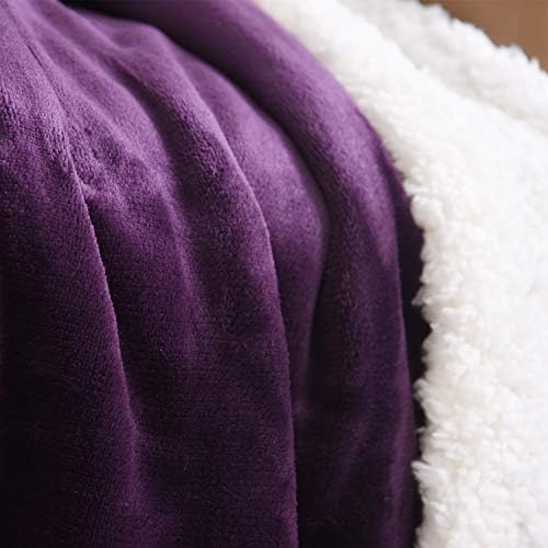 NANPiper Sherpa Blanket - Twin Size Thick Velvet Plush Reversible Bed Blanket for Winter - Purple (60"x80") - Image 5
