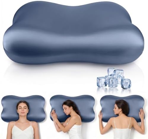 Dayme Cooling Cervical Neck Pillow – Contour Memory Foam Pillow, Blue by Dayme
