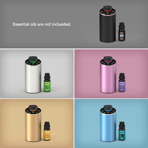 Waterless Essential Oil Diffuser Scent Aromatherapy Diffusers for Home Large Room, Car, Office, Portable Battery Operated Cordless Air Freshener, 4 Timers & 3 Mist Levels, 100ml Capacity (Silver) - Image 6