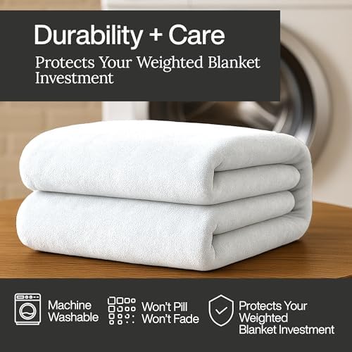 HomeSmart Duvet Cover for Weighted Blankets King Size, White - Cover Only - Image 4