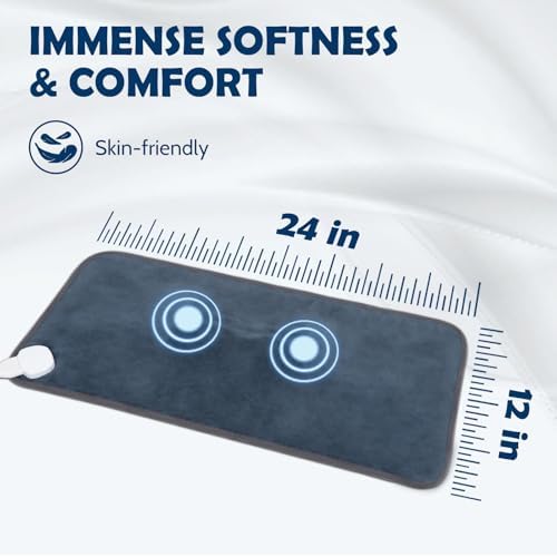 DAILYLIFF Massage Heating Pad, 12"x 24" Electric Heated Pads with Massager, 4 Massage Modes, 6 Heat Settings, 24 Relaxing Combinations, Auto-Shut Off, Dark Blue - Image 5