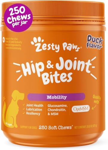 Zesty Paws Glucosamine for Dogs - Dog Joint Supplement, Duck, 250 Ct by ZestyPaws