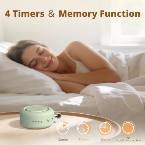 Portable Sound White Noise Machine Baby Shushing Sleep Soother 30 Soothing Sounds for Baby Kids Adults Pets 4 Timers Memory Function Brown Pink Noise Sleep Machine for Home Travel Office - Image 4