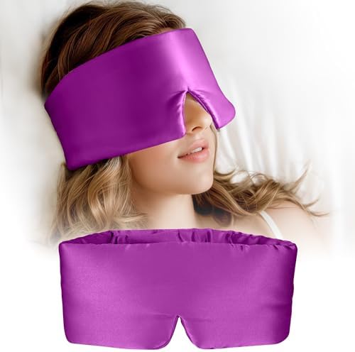 Silk Sleep Mask for Women and Men, Side Sleeper, 22 Momme Pure Mulberry Silk Total Blackout 100% Mulberry Eye Mask with Adjustable Headband Full Size, Eye Masks for Sleeping and Travel by Unknown