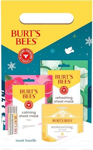 Burt’s Bees Mask Bundle Gift Set; , Ultra Conditioning Lip Balm and Moisturizing Lip, Refreshing Sheet and Calming Sheet Masks; Festive Packaging; Gift Set (Pack of 6) - Image 5