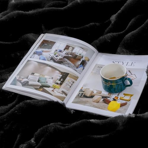 ORINOVA Black Fluffy Thick Fur Throw Blanket 50x60 for Bed Couch Office Chair Bunny Soft Blanket for Adults Gift Home Living Room Decorative Decor 860 GSM - Image 7