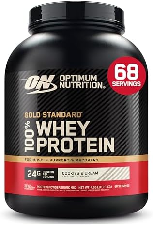 Optimum Nutrition Gold Standard Whey Protein Powder, Cookies & Cream, 5 LB by OPTIMUMNUTRITION