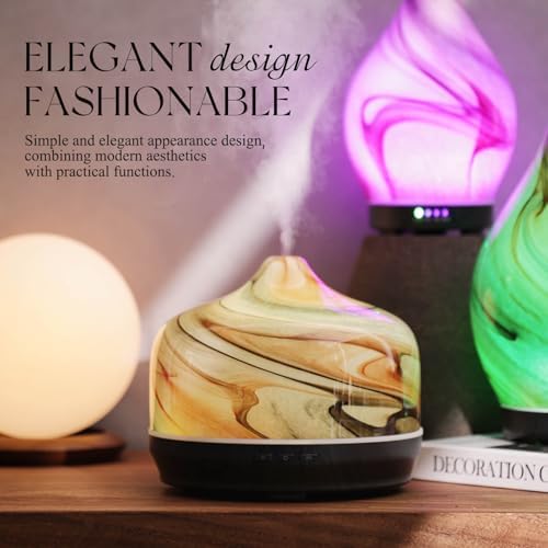 Porseme 500ml Glass Essential Oil Diffuser Aromatherapy Ultrasonic Cool Mist Humidifier 15-21 Running Hours Waterless Auto-Off Air Diffusers for Sleeping Yoga Working Spa(Jupiter) - Image 4