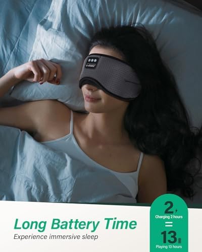 LC-dolida Sleep Headphones, White Noise Bluetooth Sleep Mask 3D Breathable Wireless Eye Mask for Timing, Sleep Mask with Bluetooth Headphones for Side Sleepers Travel,Cool Gadgets for Women Men(Grey) - Image 5