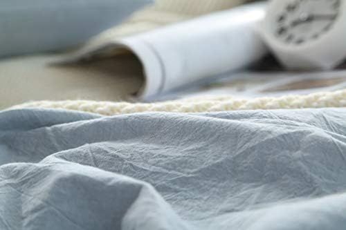 F.Y.Dreams 100% Washed Cotton Duvet Cover for Weighted Blanket 60x80 inches with 16 Ties, Zipper on Long Side/Light Blue/Just Duvet Cover - Image 4