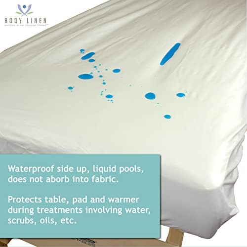 Body Linen Massage Table Cover - Reusable Barrier with Wipe Clean Surface. Waterproof PUL Material, Machine Washable. Protects Massage Table, Warmer and Pad - 1 Pack - Natural - Image 4