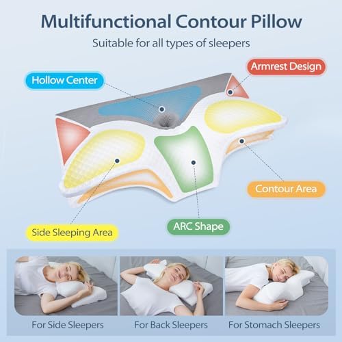 HOMCA Cervical Pillow, Ergonomic Memory Foam Neck Pillow for Pain Relief - Image 2