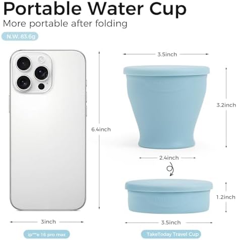 TakeToday Collapsible Cup 8 oz 2-Pack for Travel, Blue & Peach - Image 4