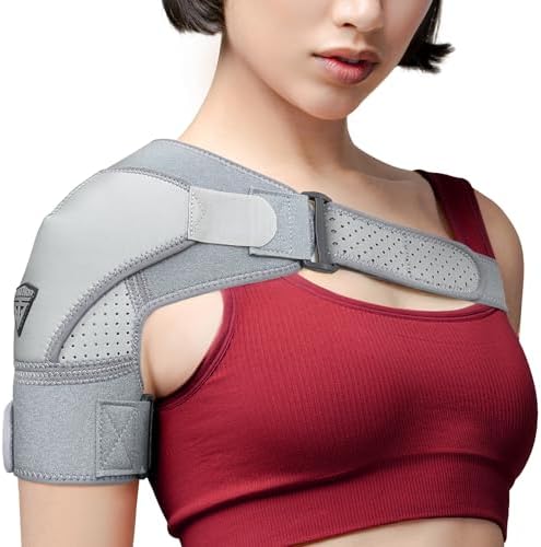 FIGHTECH Rotator Cuff Shoulder Brace for Women and Men - 2 Sizes - Shoulder Support - Pain Relief - Gray - Small (Chest 29-35" Bicep 9-12") by FIGHTECH